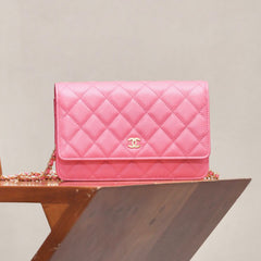 Chanel Woc Diamond Lattice Gold Logo Caviar Leather Chain Crossbody Bag Luxury Temperament Exquisite Women's Bag Bags #81645