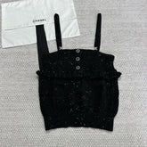 Chanel Women's Spring/Summer Lace-Up Knit Solid Color Cashmere Sleeveless Tank Top Vest Ngvp #2335