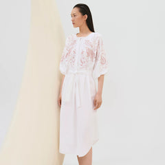 Hermes Women's Summer Fashion Casual Round Neck Embroidered Jacquard Short Sleeve Beach Dress #78647