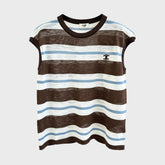 Celine Women's Spring/summer Brown And Blue Striped Sleeveless Knitted Top Stylish Casual And Elegant Cropped Top Vest Lady #197272