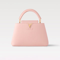 Louis Vuitton CAPUCINES MINI Handbag M24740 Cherry Blossom Pink Chip Monogram Floral Pattern Taurillon Leather Fashionable Modern Clutch Tote Crossbody Bag Bags #195564