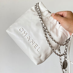 Chanel 22 Bag Mini Bags 18 X 20 X 6.5 CM Collection Link Suede Rivet Style Antique Silver Buckle Italian Bonaudo Suede Calfskin Apricot Silver Buckle Women's Luxury Chain-strap Tote Bag Bags Metallic-colored Leather Tends To Fade Easily #193540