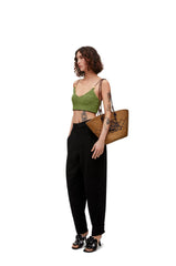 Loewe Women's Summer Spice Girl Style Neckless Camisole Blend Cotton Strappy Sleeveless Short Top Vest #71624