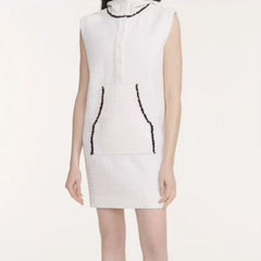 Chanel Women's Spring And Summer Hooded Sleeveless Straight Dress Fashion Elegant Casual Tie Dresses Ngvp #1862