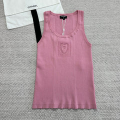Chanel Women's Summer Fashion Casual Crew Neck Sleeveless Combed Cotton Yarn Knit Tank Top Vest #78775