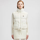 Moncler Women's Autumn and Winter Solid Color Embroidery Logo Zipper Drawstring Hem Puffer Down Vest Jacket #73235