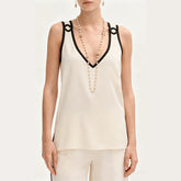 Chanel 26 New Early Spring Women's Black And White Logo V-neck Tank Top With Buckle Closure Stylish And Elegant Vest Lady #196394