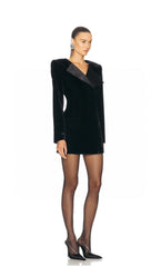 Saint Laurent Women's Autumn And Winter Velvet Lapel Long Sleeve Solid Color Blazer Jacket Dresses Ngvp #1136