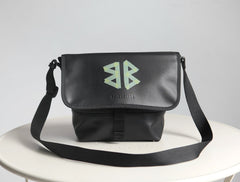 Balenciaga Men's Letter Print Black Calfskin Single Shoulder Crossbody Bag Bags #77712