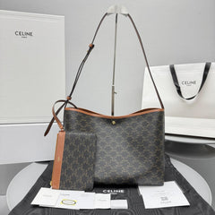 Celine Triomphe Gold Metallic Finish Adjustable Strap Snap-closure Shoulder Bag Women's Tote Bag Bags #84176A