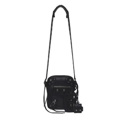 Balenciaga LE CAGOLE Men's and Women's Unisex Fashion Casual Solid-Color Leather Adjustable Strap Vertical Motorcycle Bag Shoulder Bag Crossbody Bag Bags #78491