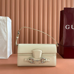 Gucci Primavera Series Clutch/shoulder Bag Horsebit Ristretto A Stylish And Elegant Horsebit-embellished Bag Adjustable Leather Shoulder Strap (18�2 Cm) Bags Bags #196586