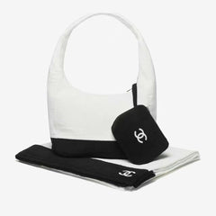 Chanel 2026 Beach Bag Set Classic Black And White Colorway Large Capacity (45 X 60 X 20 Cm) Mini Wallet (17 X 20 Cm) Beach Towel (170 X 103 Cm) Bags #196926