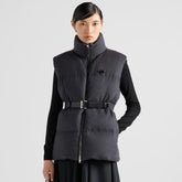 Prada Women's Fall and Winter Logo Logo Standing Collar Belt Loose Zipper Sleeveless Puffer Down Vest Jacket #73967