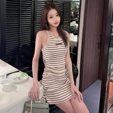 Chanel Women's Summer Striped Floor Length Letter Knit Sleeveless Dress #75781