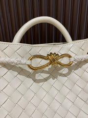 Bottega Veneta Andiamo Small Handbag Sea Salt White Crossbody Bag Woven Magnetic Clasp Tote Shoulder Bag Bags 743568VCPP12272 #196893