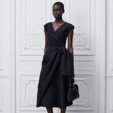 Dior High-quality Version Women's Spring Summer Black Evening Dress Mid-length Pleated Dress Stylish Elegant Sleeveless V-neck Dresses Lady #197490