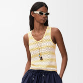 Loewe Spring/summer 2026 Women's Collection Paula's Ibiza Cotton-blend Striped Knit Tank Top Yellow And White Striped Knit Vest Lady #84222A