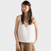 Prada 2026 New White Sun Collection Women's Linen Halter-neck Floral Embroidered Brand Logo Sleeveless Simple And Fresh Tank Top Vest Lady #196872