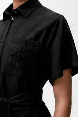 Loewe Women's Summer Solid Colour Printed Embroidery Button Shirt Style Short Sleeve Dresses #76729