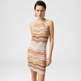 Missoni Women's Spring/summer Fashion Colorful Striped Gold Knit Dress Collision Sleeveless Mini Dresses Ngvp #1757