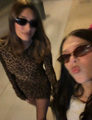 Saint Laurent Dresses Women's Sexy Leopard Print Long-sleeve Mini Dress Fashionable Exquisite. Trendy Short Dress #82271A