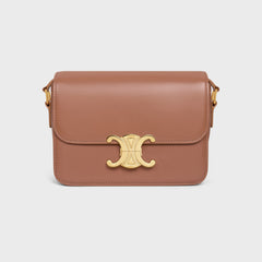 Celine Triomphe Medium Classic Premium Vintage-style Metallic Gold Logo Accent Leather Solid-colour Handbag Bag Lady Bags #196193