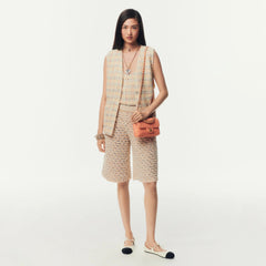 Chanel Women's Spring And Autumn Plaid Tweed Vest Jacket Fashion Temperament Elegant Single Breasted Sleeveless Jacket Ngvp #1577