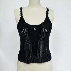 Chanel Women's Summer Fashion Casual Solid-Color Round Neck Breathable Lace Trim Tank Top Vest #78515