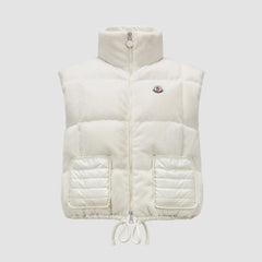 Moncler Women's Autumn and Winter Solid Color Embroidery Logo Zipper Drawstring Hem Puffer Down Vest Jacket #73235