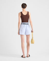 Prada Women's New Spring/summer Collection Triangle Logo 100% Cotton High-stretch U-neck Spaghetti-strap American-style Tank Top Slim-fit Baby Blue Fashionable Lady Vest #82786A