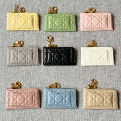 Dior Lady Dior Cosmos Zipped Card Holder Women's Fashion Temperament Logo Solid Colour Metal Decoration Card Case Card Holder Bag Bags S0965ONMJ #81143