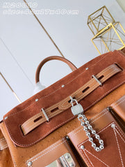 Louis Vuitton Steamer 40 Workwear Handbags Ostrich Skin Pharrell Williams Men's Stylish Brown Shoulder Bag Bags #84298A