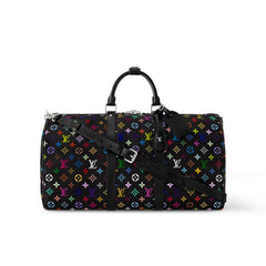 Louis Vuitton Keepall Bandoulière 50 Men's Letter Colourful Printing Solid Colour Detachable Adjustable Shoulder Strap Leather Shoulder Slant Tote Bag Bags #77922