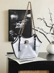 Chanel Coco Beach 2026 Collection Small Shopping Bag Transparent Mesh Beach Resort Tote With Chain Straps Bags #196928