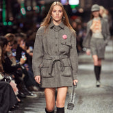 Chanel Women's Spring And Autumn Vintage Pure Color Wool Tweed Long Lace-Up Dress Coat Ngvp #9369