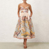 Zimmermann Tallow Tucked Bodice Dress Women's Fashion Elegant Temperament Long Vest Dress Floral Printed Dresses Ngvp #1962