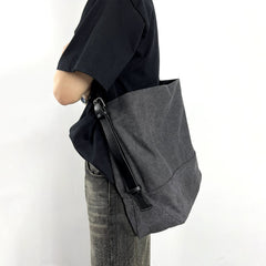 Lemaire Women's Canvas Tote Bag Fashion Trend Denim Splicing Leather Large Bags Shoulder Bag Ngvp #1733