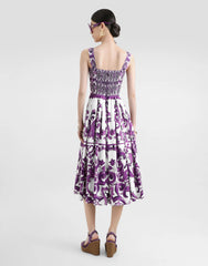 Dolce&Gabbana Women's Majolica Print Strapless Halter Summer Sleeveless Mid-Length Poplin Dresses Ngvp #2316