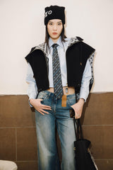 Louis Vuitton Women's Reversible Fall/winter Jacket Monogram Jacquard Lining Wool Short-length Drawstring Vest #82116A