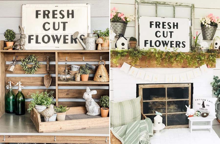 Metal "Fresh Cut Flowers" Sign