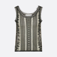 Dior Women's Summer Lace Knit Stretch Hollow-Out Solid Color Sleeveless Vest Ngvp #2397