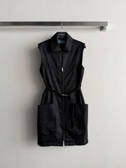 Prada Women's 2026 Early Spring Collection Black Sleeveless Nylon Dress #193683
