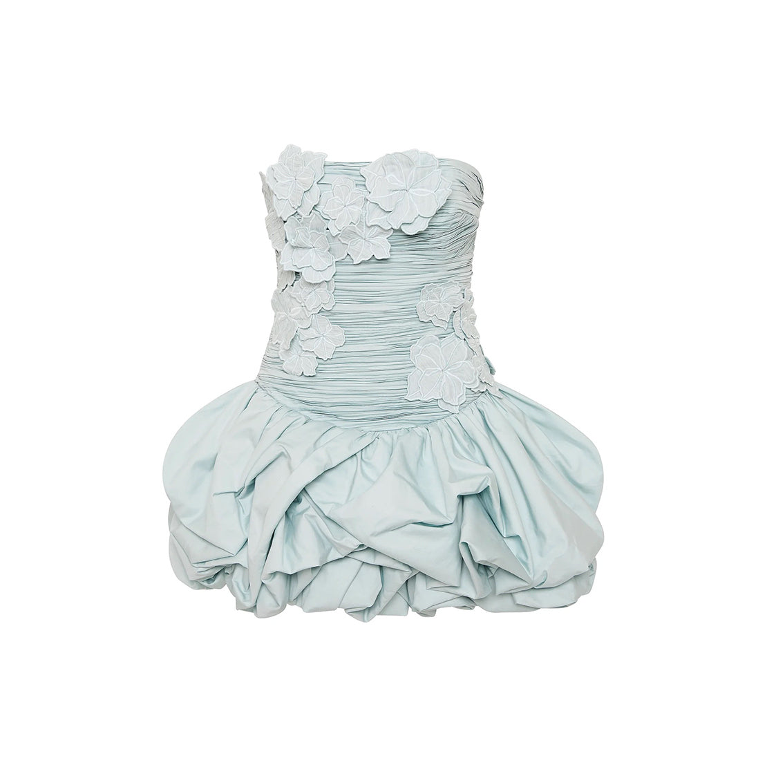 AJE Women's Spring And Summer Fashion Temperament Three-Dimensional Printing Bust Short Dress Design Sense Pleated Flowers Splicing Strapless Tutu Skinny Light Dresses Skirt Ngvp #1569