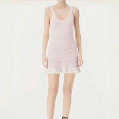 Chanel Women's Summer Knitted Vest Dress Solid Color Round Neck Sleeveless Flared Dresses Ngvp #2368