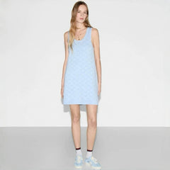 Gucci Women's Summer Logo Print Wool Round Neck Strapless Dress #77429