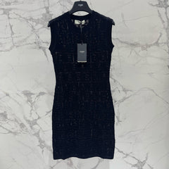 Fendi Women's Spring/Summer Solid Color Monogram Printed Round Neck Knit Sleeveless Dresses #72621