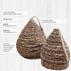 Grapevine Bee Skeps, Set of 2