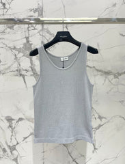 Saint Laurent Women's Spring And Summer U Neck Knit Undershirt Fashion Trend Casual Logo Embroidery Undershirt Vest Tops #81651