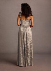 Jianna Platinum Flutter Sleeves Maxi Dress